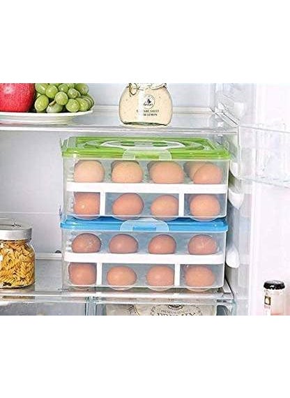 HomesWorld HomesWorld 32 Grid Double Layer Egg Storage Box Refrigerator Safe Multipurpose Container Pack of 1 Multicolor  - Image 4