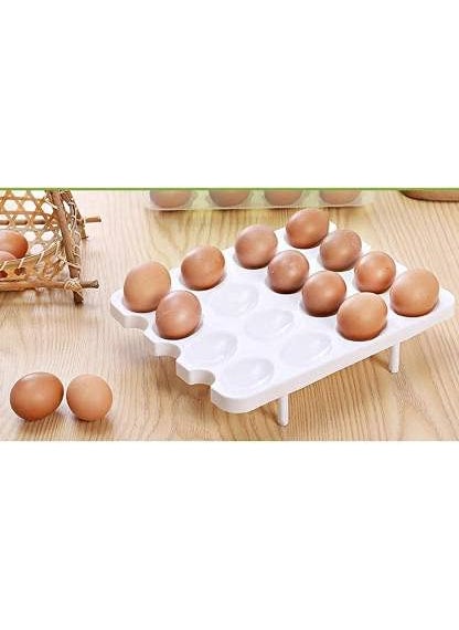 HomesWorld HomesWorld 32 Grid Double Layer Egg Storage Box Refrigerator Safe Multipurpose Container Pack of 1 Multicolor  - Image 3