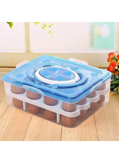 HomesWorld HomesWorld 32 Grid Double Layer Egg Storage Box Refrigerator Safe Multipurpose Container Pack of 1 Multicolor  - Image 5