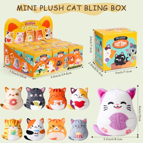 Winrayk 9 Pack Mini Plush Cat Stuffed Animals Party Favors Blind Box Bulk Toys Assortment Birthday Gift Goodie Bag Stuffer Pinata Filler Carnival Classroom Prize Box Toys Kids Girls Cat Party Favors - Image 5