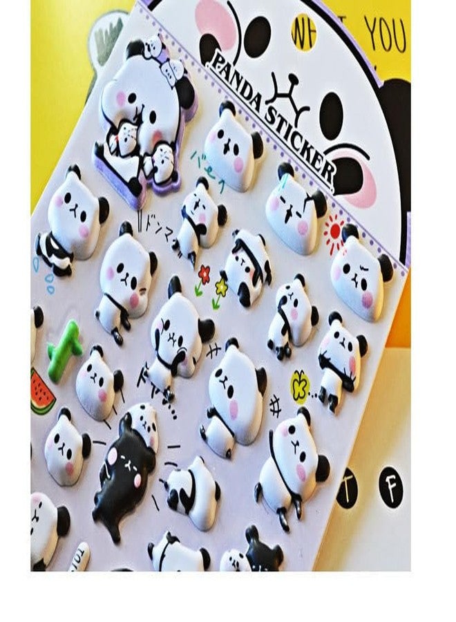 DEOXY Pack of 4 Panda Three-Dimensional PVC Bubble Children's Kindergarten Children's Reward Stickers 3D Envelope Seal Decorations (DX-0017) - Image 5