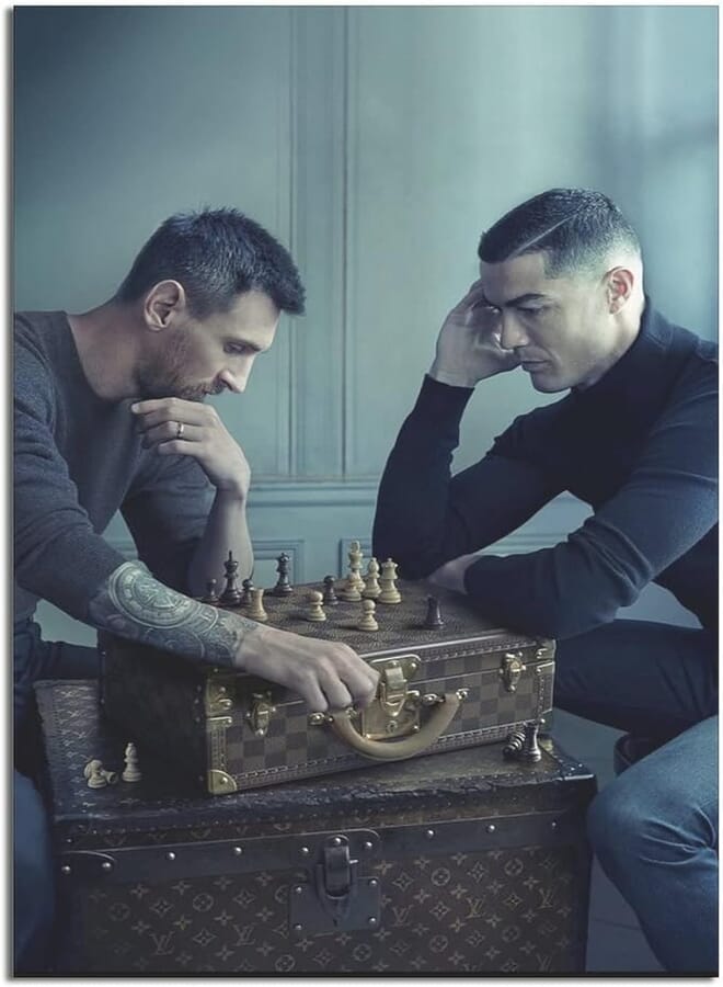 wangt Football Sports Superstar Lionel Messi And Cristiano Ronaldo Poster Picture Canvas Wall Art Print Modern Home Room Game Art Decor 16x24inchs(40x60cm)