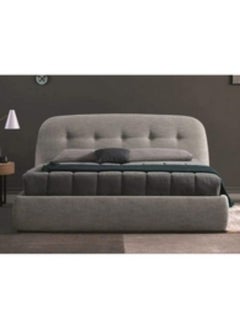 Homzmart White Wood and Linen King Bed 200x160x140 cm - Grey  - Image 3