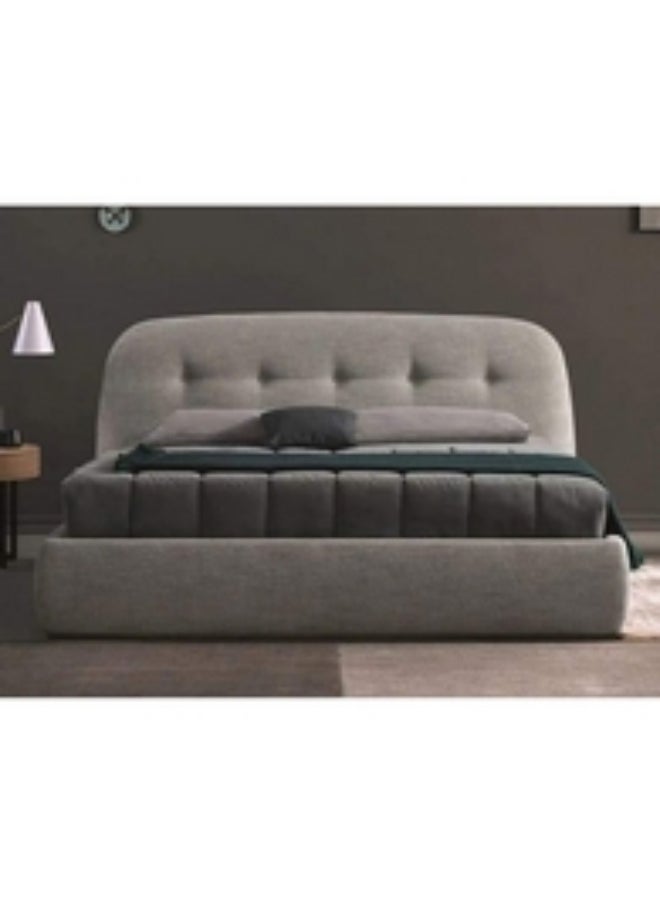 Homzmart White Wood and Linen King Bed 200x160x140 cm - Grey  - Image 3