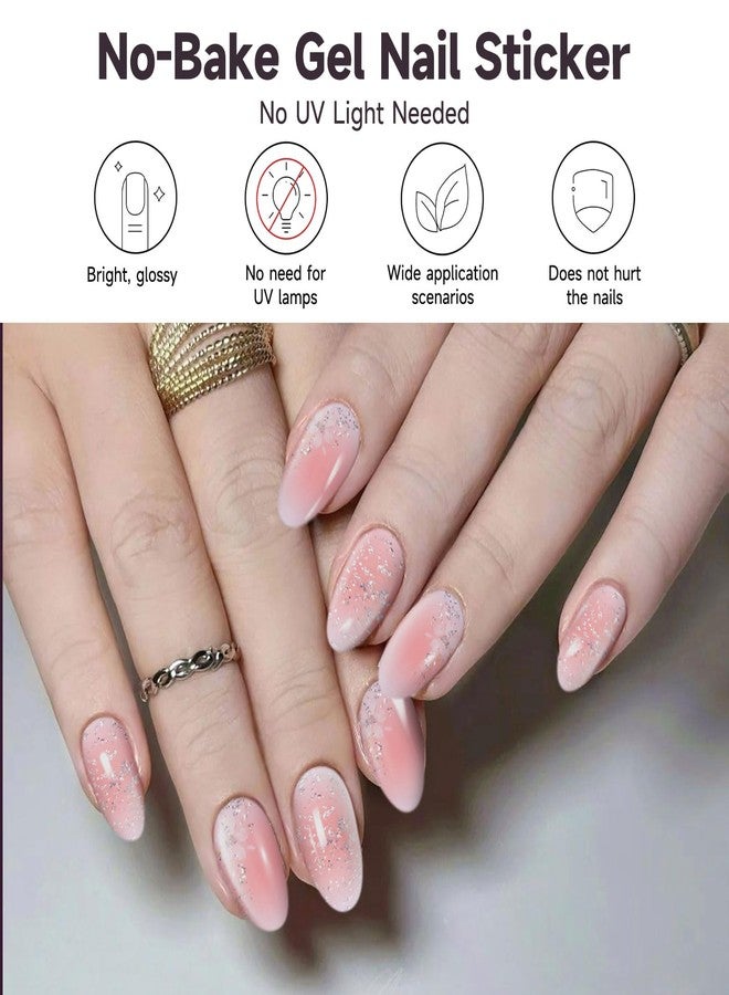 DUKASOU Gel Nail Strips No UV Light Needed, 22Pcs Pink Sakura Gel Nail Stickers for Women, Long Lasting Nails Polish Strip - Image 4