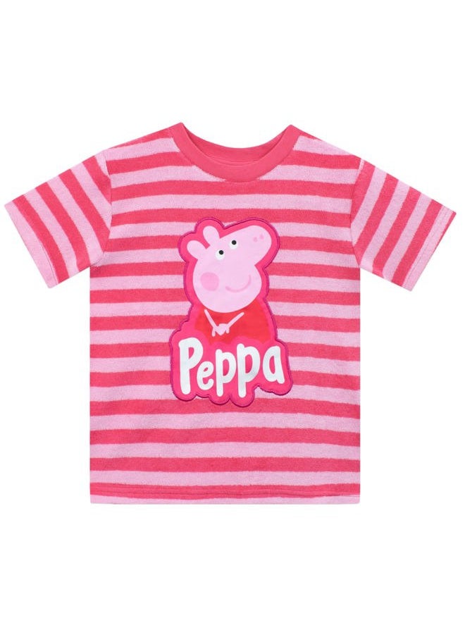 Peppa Pig T-Shirt and Shorts Set | Girls Clothes for Summer | Peppa Towel Shirt and Short Pink 6  - Image 2