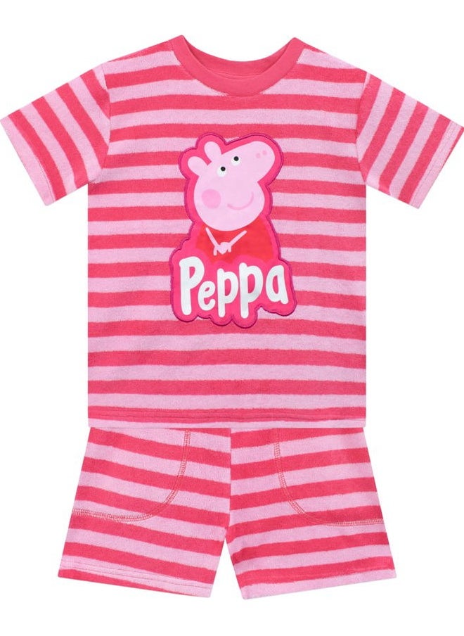 Peppa Pig T-Shirt and Shorts Set | Girls Clothes for Summer | Peppa Towel Shirt and Short Pink 6  - Image 1