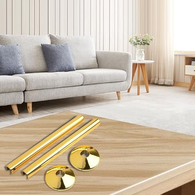 2PCS PIPES RADIATOR PIPE COVERS SLEEVE, RADIATOR PIPE SLEEVE COVERS AND 15MM PIPE COLLARS, HEATING PIPE DECORATIVE COVER(GOLD) - Image 3