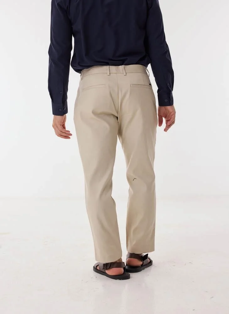Ashita Fernandes  Lior Men’s White Fitted Pants – Poly Cotton Slim Fit Full Length Trousers | Lightweight Solid Smart Casual Waist Button Pants | Day to Evening Wear for Men | Best Price UAE