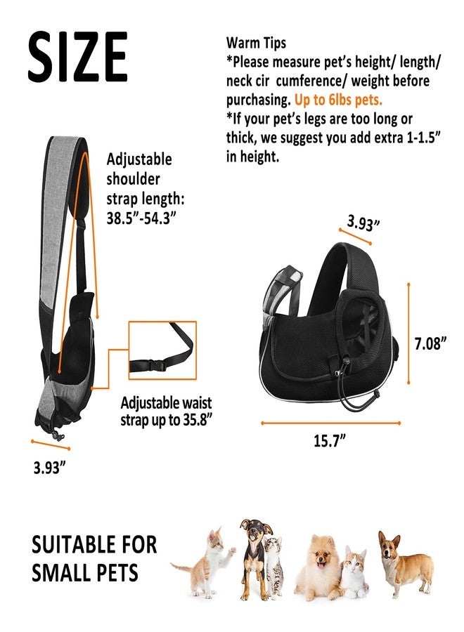 Gloppie Dog Carrier for Small Dog Travel Pet Carrier Hands Free Pet Sling Puppy Cat Carrier Pets Crossbody Bag Up to 5 lbs Dog Accessories Breathable & More Pockets Grey - Image 2