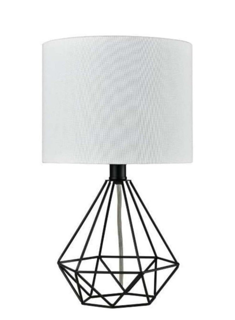 طقم مصابيح ترابيزة 2 قطعة قاعدة معدن و شابوة قماش اسود - 41×23 سم - Image 3