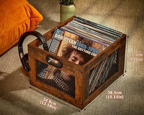3IngSeagulls Vinyl Record Storage Crate Wooden Record Holder, Classic Cube Record Organizer Storage 100+ Records, Brown Color Vinyl Record Holder for Albums Super Easy to Assemble… - Image 4