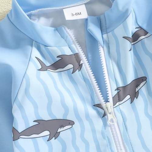 YINGISFITM Baby Swimsuit Boy Zipper Rash Guard Bathing Suit Toddler Infant Boy Swim Trunks Swimwear Beach Swim Suit (Shark Print, 12-18 Months) - Image 2