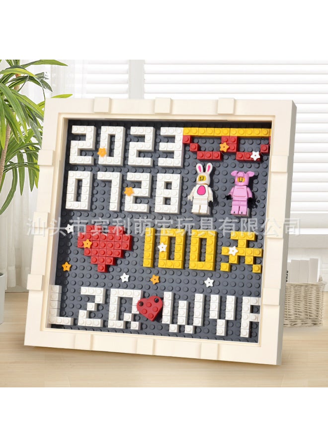 Diy Building Block Photo Frame Assembled Toy 1th Anniversary Wedding Anniversary Birthday Gift Boyfriend Girlfriend Qixi Gift-Color:Anniversary [anniversary] Building Block Photo Frame + Gift Box Gift Bag  - Image 4