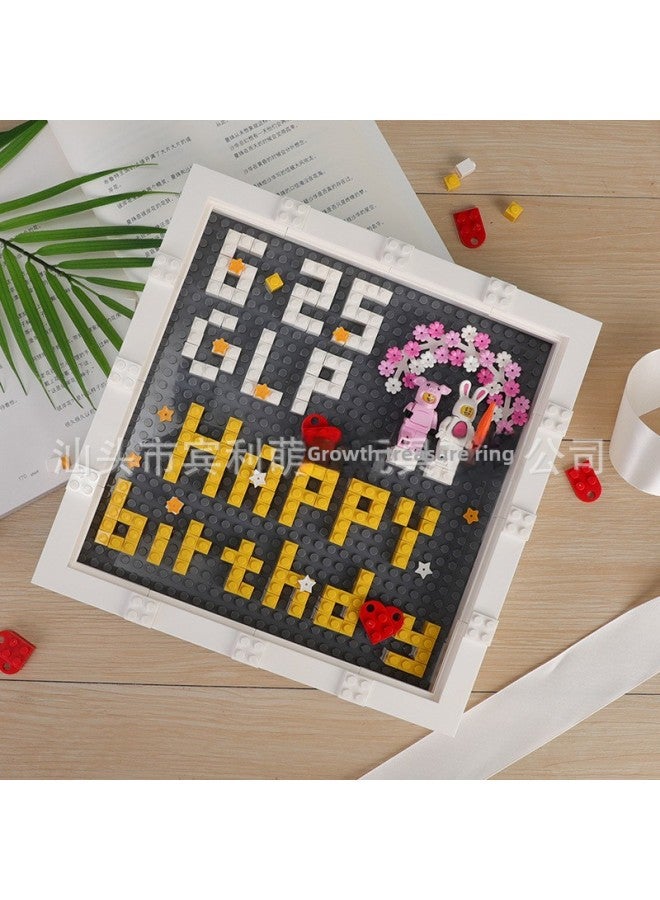 Diy Building Block Photo Frame Assembled Toy 1th Anniversary Wedding Anniversary Birthday Gift Boyfriend Girlfriend Qixi Gift-Color:Anniversary [anniversary] Building Block Photo Frame + Gift Box Gift Bag  - Image 5