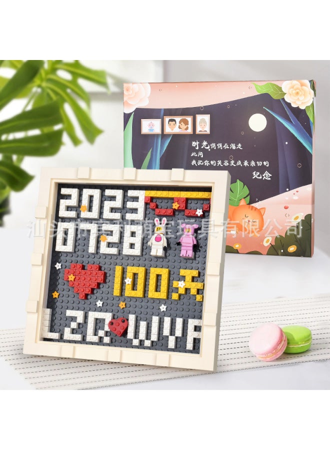 Diy Building Block Photo Frame Assembled Toy 1th Anniversary Wedding Anniversary Birthday Gift Boyfriend Girlfriend Qixi Gift-Color:Anniversary [anniversary] Building Block Photo Frame + Gift Box Gift Bag  - Image 3