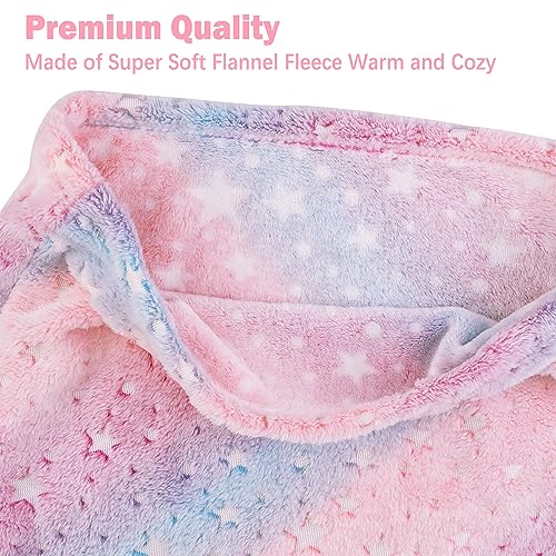 Viviland Kids Mermaid Tail Blanket - Mermaid Tail Blankets Glow in The Dark - Flannel Mermaid Blanket Gifts for Girls - Luminous Star Super Soft Tie Dye Girls Toys - Multicolor Star 17"×39" - Image 4