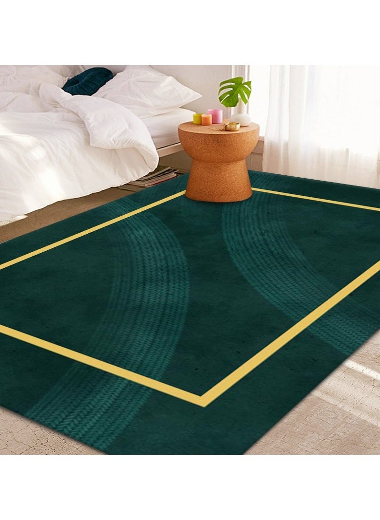 Loquat Squality Polyester Fiber Rectangular Small Fresh Green Series Carpet 
