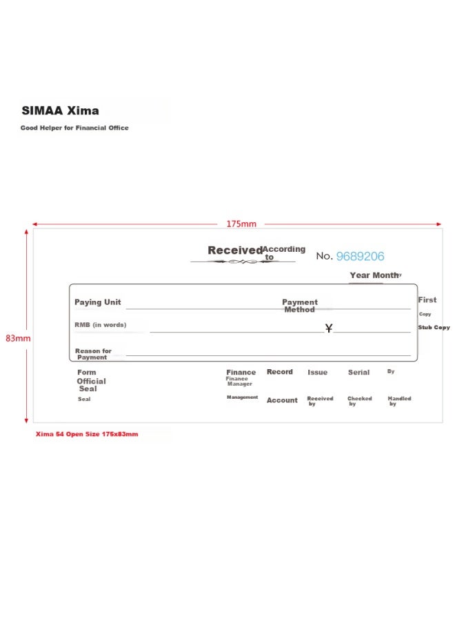 Simaa Sj132 Triplicate Receipt Book 20 Sets Carbonless Copy 54k 175×83mm 10 Books Tear-off Line Payment Receipt Triplicate Book - Image 1