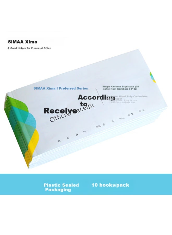 Simaa Sj132 Triplicate Receipt Book 20 Sets Carbonless Copy 54k 175×83mm 10 Books Tear-off Line Payment Receipt Triplicate Book - Image 4