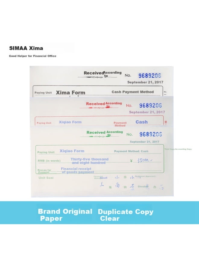 Simaa Sj132 Triplicate Receipt Book 20 Sets Carbonless Copy 54k 175×83mm 10 Books Tear-off Line Payment Receipt Triplicate Book - Image 2