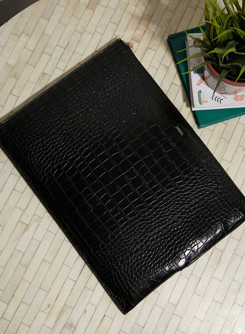 MANGO Large Crocodile Effect Laptop Case