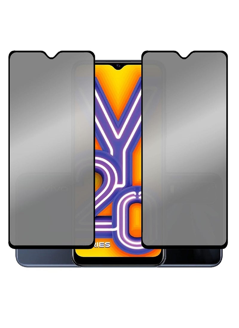 we3 2 Pieces Tempered Glass Screen Protector Anti-Spy Privacy Designed For vivo Y20 Full Screen Coverage And Bubble Free - Image 1