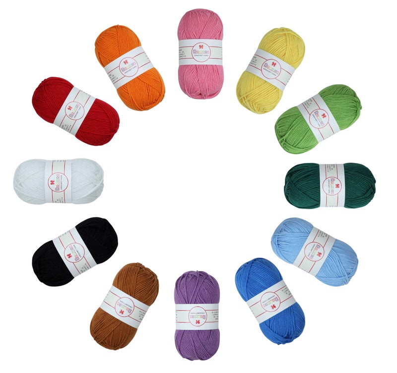 Donmon Yarn for Crocheting and Knitting 12 Skein Multicolor 1200 Yards 75 Polyester 25 Acrylic 3 DK Weight Soft and Smooth