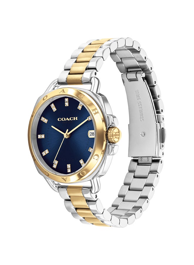 COACH ساعة يد نسائية من الستانلس ستيل بتصميم غير متماثل وعقارب 14504160 - 34 ملم - Image 2
