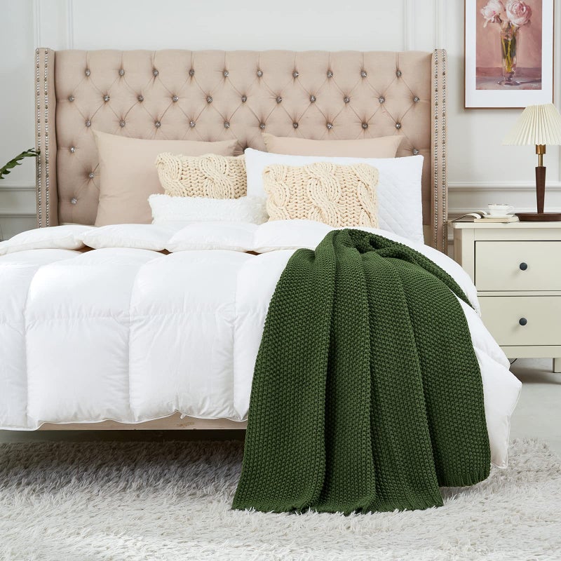 Longhui bedding Chunky Cable Knit Throw Blanket Lightweight Olive Green 100% Organic Cotton Blanket for Sofa Couch Bed Baby Nursery, Rustic Shabby Chic Modern Farmhouse, 60â€ x 80â€ Give Laundering Bag - Image 4