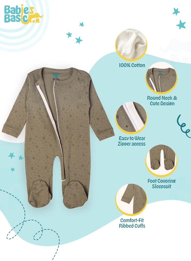 Babies Basic 100% Cotton Printed Long Sleeves Jumpsuit/Romper/Sleepsuit For Babies