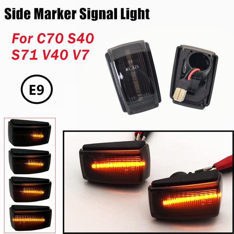 مجموعة ضوء علامة جانبية LED ديناميكية لفولفو 240-960 (هيكل أسود، عدسة كهرمانية) - Image 4