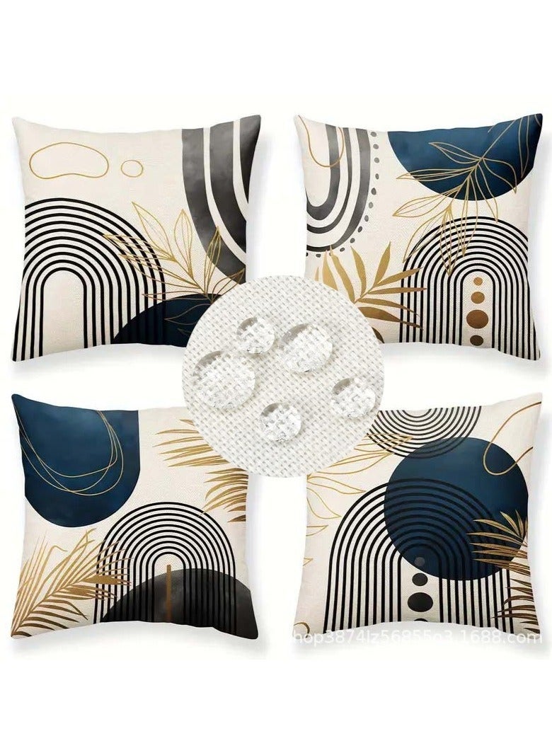 كيلا مجموعة وسائد من 4 قطع، أغطية وسائد رمي، أغطية وسائد أريكة هندسية حديثة مزخرفة 45 سم × 45 سم، مناسبة لغرفة المعيشة المنزلية وأريكة السيارة وأغطية وسائد أريكة، 18 × 18 بوصة - Image 1