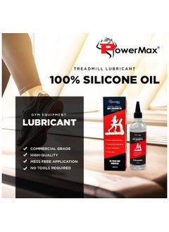 PowerMax Fitness PowerMax Fitness Multi-Purpose PMS-100 (100ml Silicone Oil Bottle) 100% Pure Silicone Treadmill Belt Lubricant, Full Belt Width Lubrication, No Odor & No Propellants, Nozzle Cap for Easy Application  - Image 2