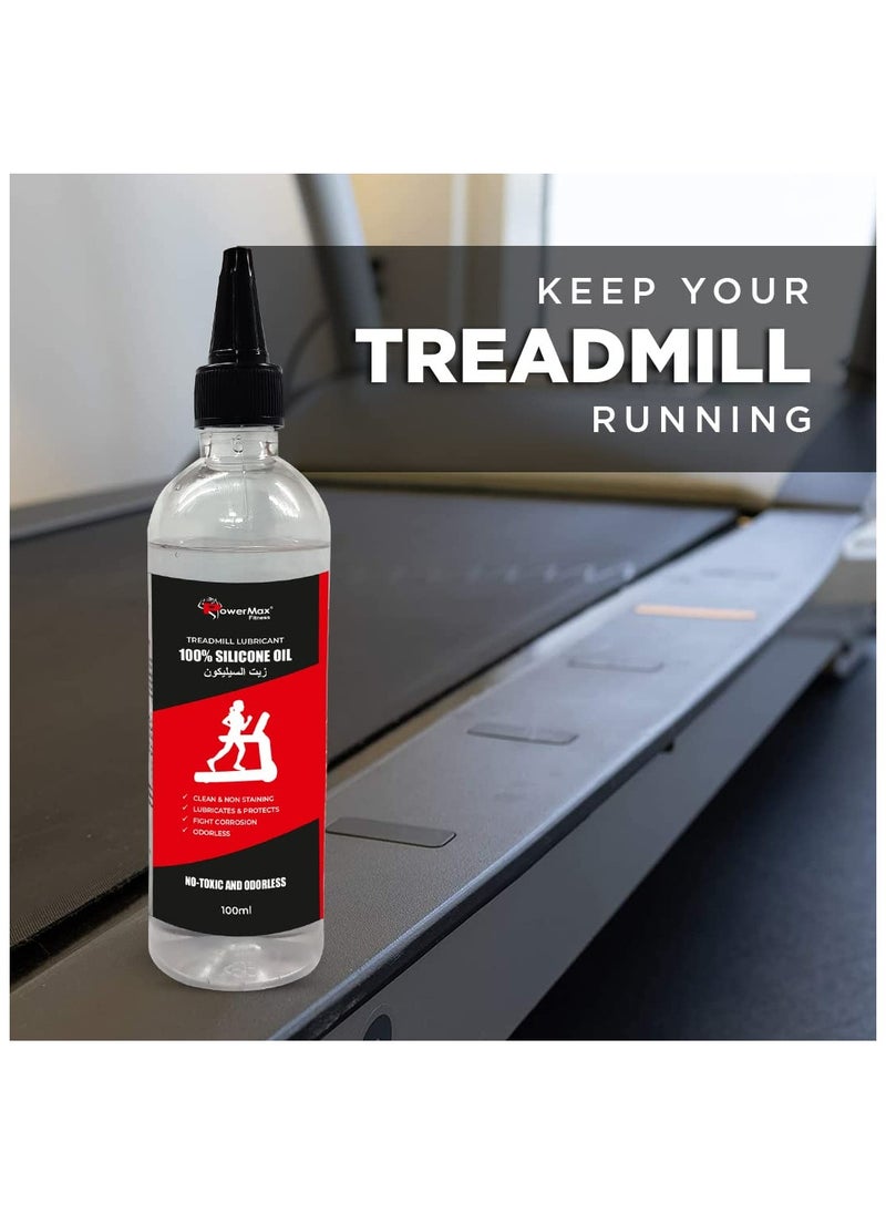 PowerMax Fitness PowerMax Fitness Multi-Purpose PMS-100 (100ml Silicone Oil Bottle) 100% Pure Silicone Treadmill Belt Lubricant, Full Belt Width Lubrication, No Odor & No Propellants, Nozzle Cap for Easy Application  - Image 4