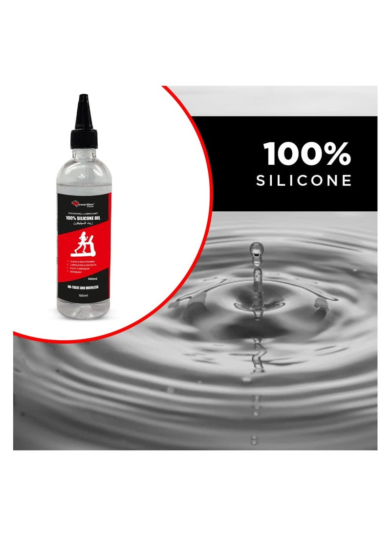 PowerMax Fitness PowerMax Fitness Multi-Purpose PMS-100 (100ml Silicone Oil Bottle) 100% Pure Silicone Treadmill Belt Lubricant, Full Belt Width Lubrication, No Odor & No Propellants, Nozzle Cap for Easy Application  - Image 5