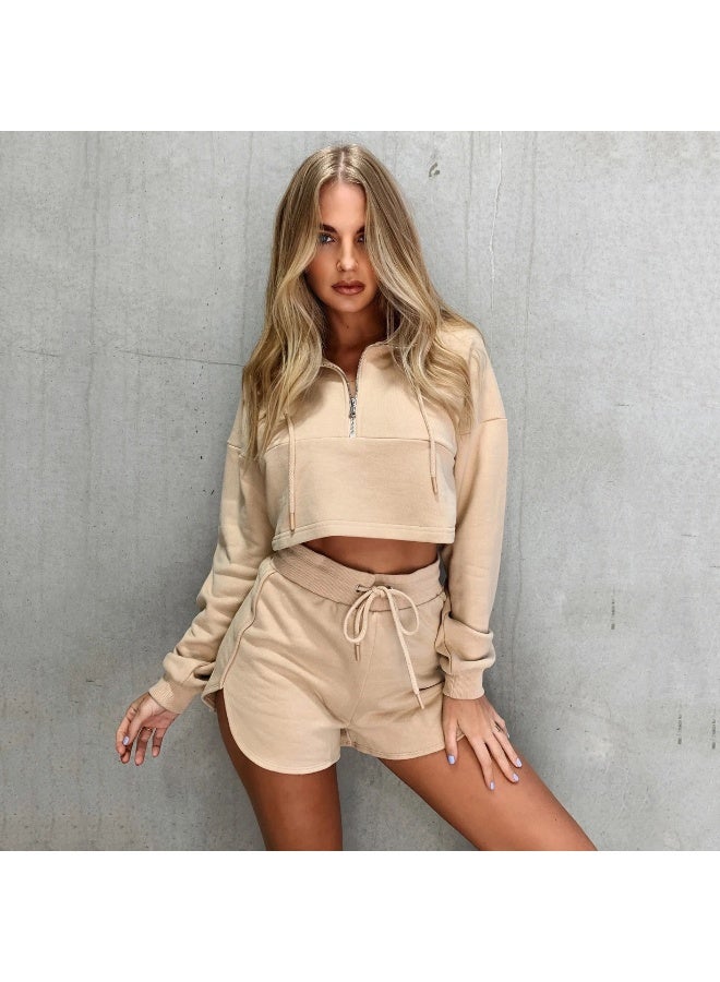 NIBEMINENT Women Two Piece Jogging Short and comfortable Hoodie Pant Sets Tank Top Women 2 Piece Short Set Sweatshirts - Image 1