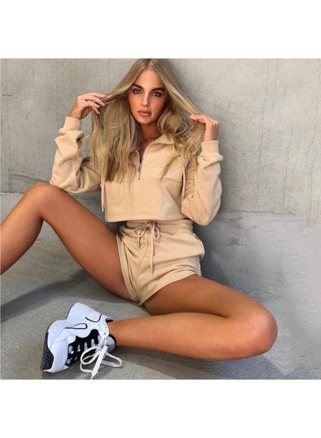 NIBEMINENT Women Two Piece Jogging Short and comfortable Hoodie Pant Sets Tank Top Women 2 Piece Short Set Sweatshirts - Image 3