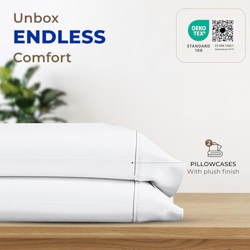 THREAD SPREAD 100% Egyptian Cotton Pillow Cases King - 1000 Thread Count White King Pillow Cases Set of 2, Soft Cooling & Breathable Extra Long Staple Sateen Weave Cotton Pillowcases for King Pillows - Image 3