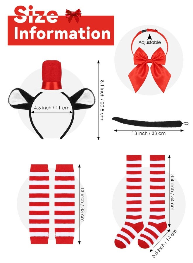 SOMSOC 7 Pieces Girls Cat Costume Set Black White T-shirt Tutu Skirts Headband Bowtie Socks Tail for Dress Up Cosplay Party - Image 2