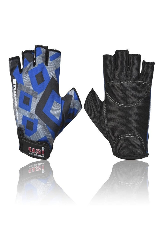 USI UNIVERSAL 733BR Bouncer Fitness Gym Gloves, Workout Powerlifting Gloves, Microfiber, Padded Palm, Digital Printed Back Palm (L, Blue) - Image 1