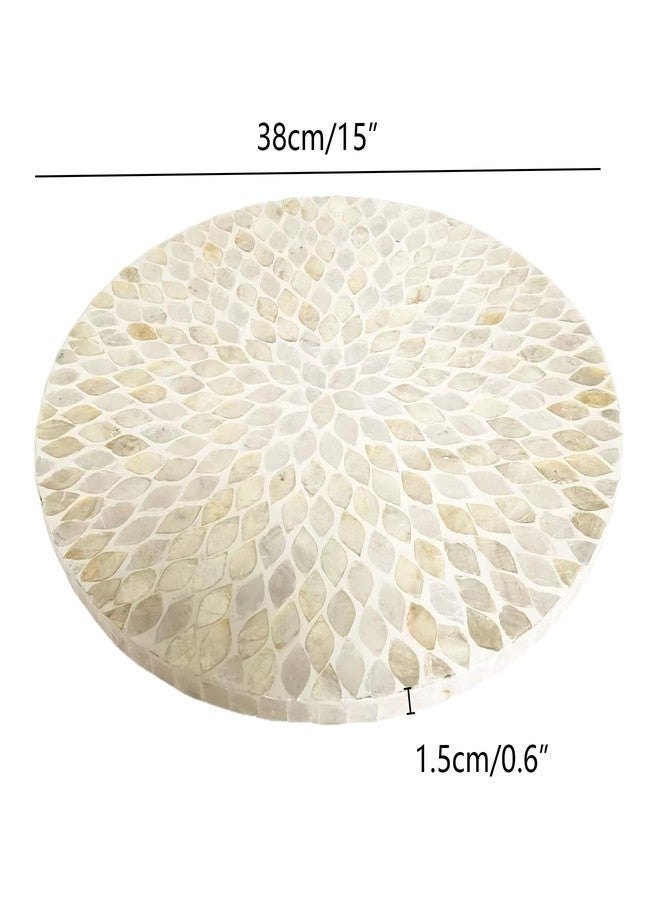 i-lan 16 Inch Mother of Pearl Lazy Susan Turnable Organizer for Table,Large Decorative Round Rotating Tray for Dining Table,Cabinet,Countertop,Kitchen and Tabletop. - Image 2