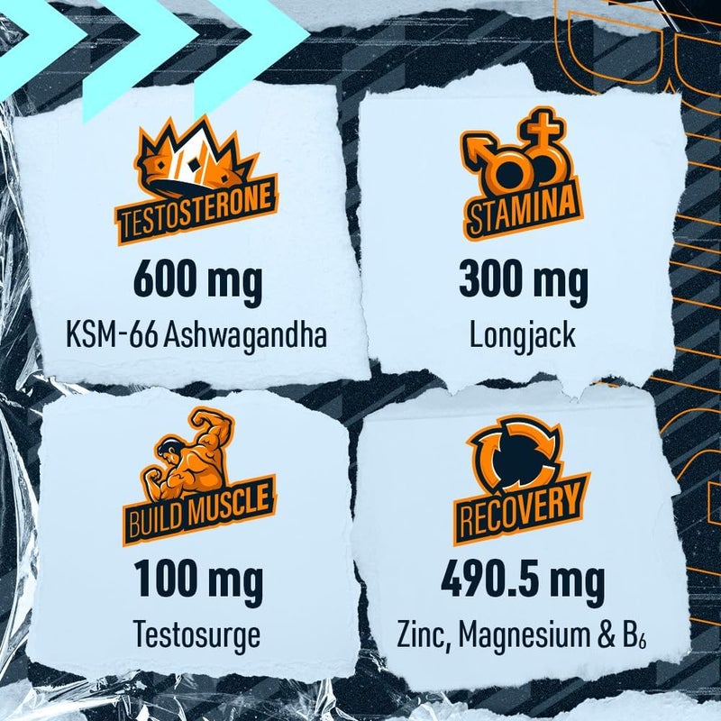 Blue Star Nutraceuticals مُعزز التستوستيرون للرجال من بلو ستار نيوتراسيتيكالز ستاتوس مع كيه إس إم 66 أشواغاندا لتعزيز القدرة على التحمل ونمو العضلات والطاقة - 90 كبسولة نباتية - Image 4
