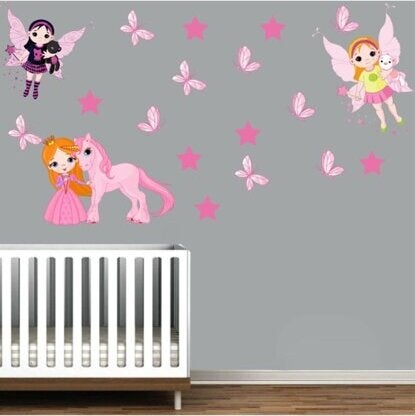 Kt Grup Kt Decoration Special Design Wall Sticker Gorgeous Girl Silhouette with Butterflies
