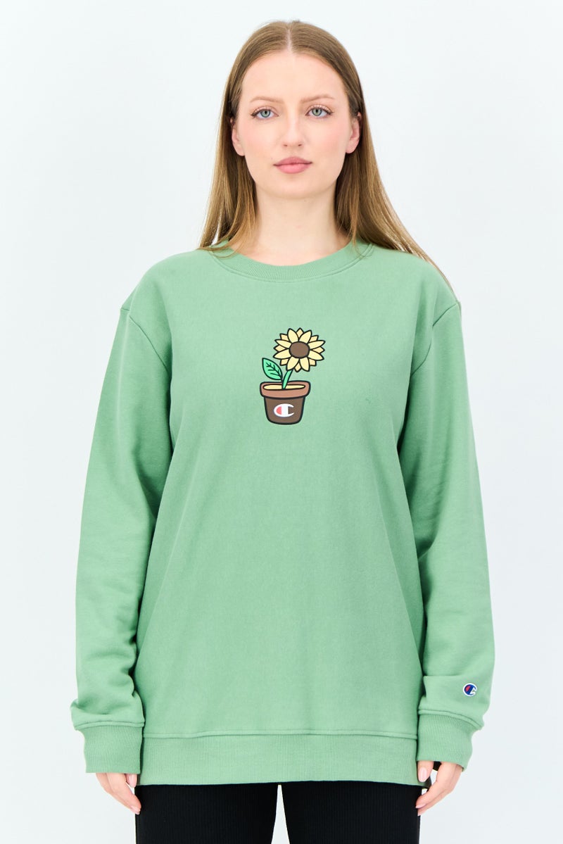 Champion Women Sportswear Fit Long Sleeve Sweatshirt, Sage Green - Image 1