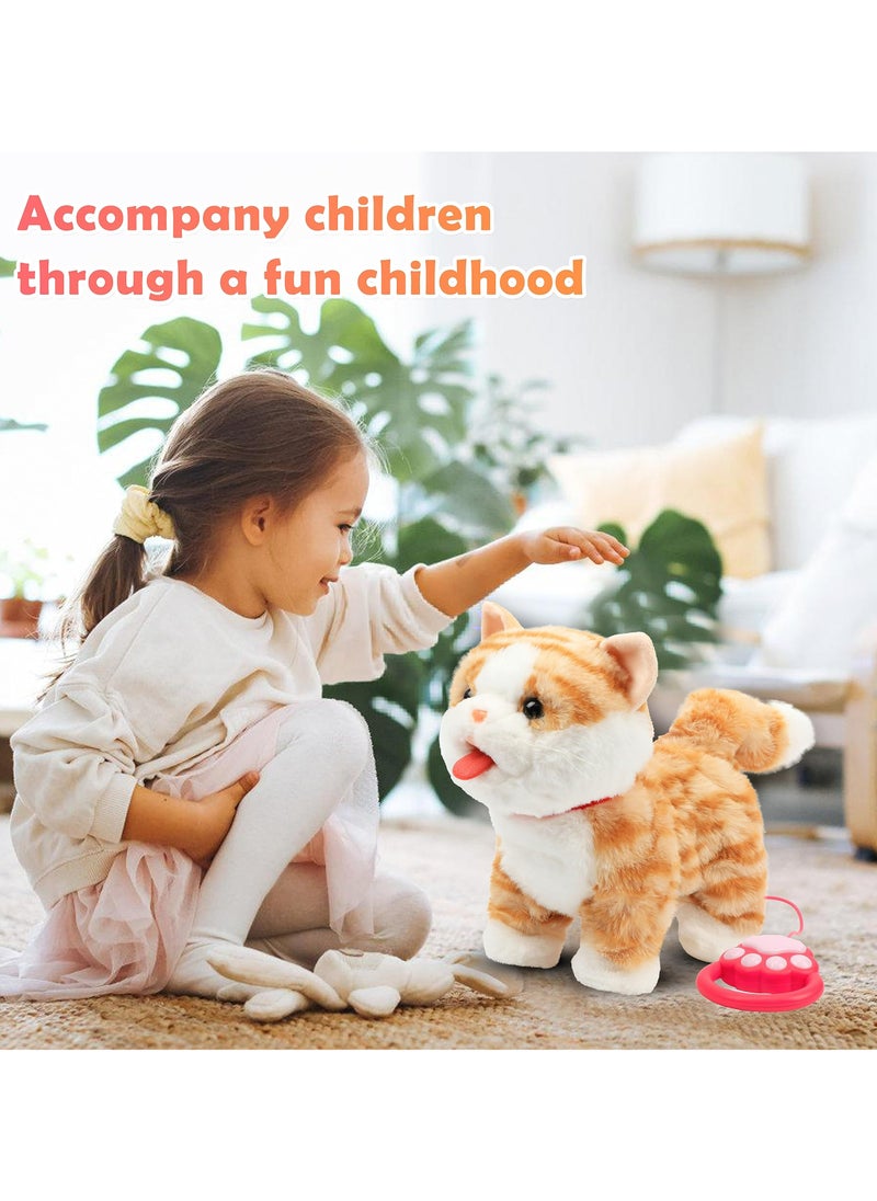 Dominy Interactive Cat Toy for Children,Leash Walking Cat Set Interactive Talking Toy Singing Dancing Kitten Mimicking Repeat What You Say Kitty Touch and Voice Control Nodding Wagging Tail Plush Electric Robot for Kids  - Image 3