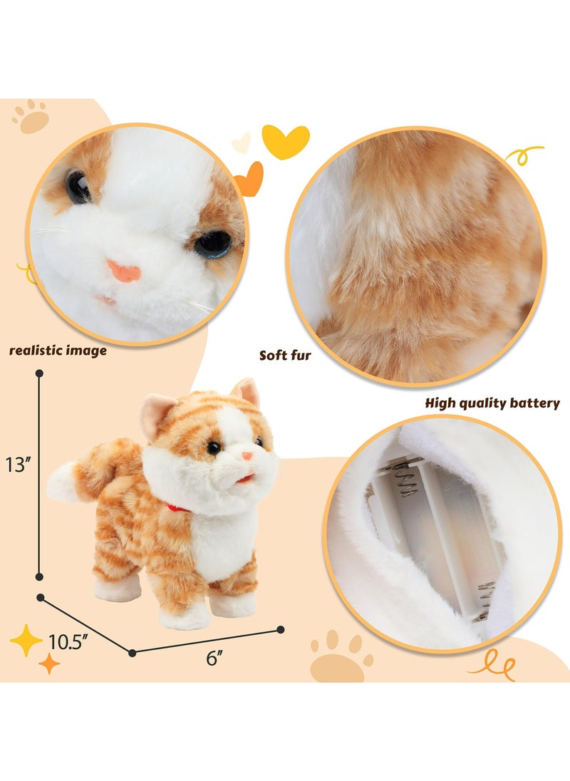 Interactive Cat Toy for Children,Leash Walking Cat Set Interactive Talking Toy Singing Dancing Kitten Mimicking Repeat What You Say Kitty Touch and Voice Control Nodding Wagging Tail Plush Electric Robot for Kids