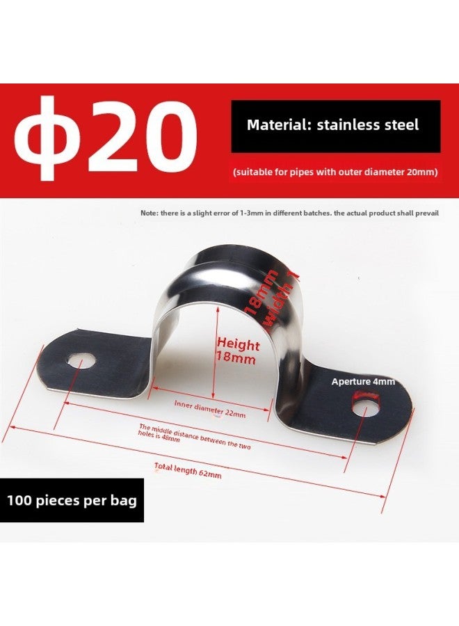 Saddle Card Stainless Steel Tube Card Thickened Row Card U-shaped Saddle Card Line Card 20 Ohm Card Fixed Buckle Pipe Clamp-Specifications And Models:20mm Stainless Steel Horse Horse Card +100/bag-retail Price  - Image 1