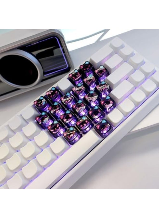 Ergonomic 21 Transparents Cats Shaped Keycaps With Heart Pattern PC Construction For Comfort Typing And Gaming Setups PC Ergonomic Keycaps - Image 4