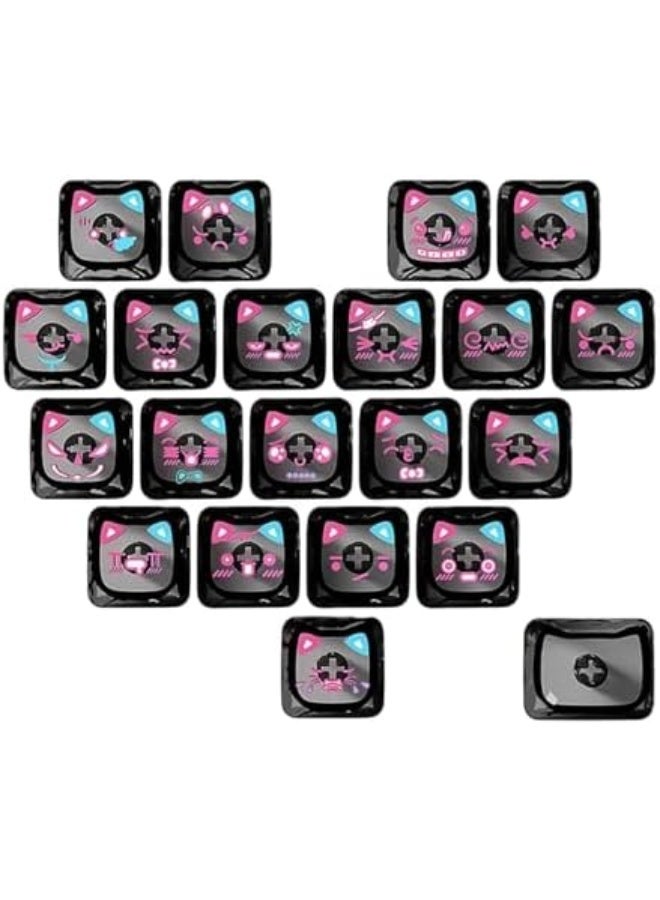Ergonomic 21 Transparents Cats Shaped Keycaps With Heart Pattern PC Construction For Comfort Typing And Gaming Setups PC Ergonomic Keycaps - Image 1